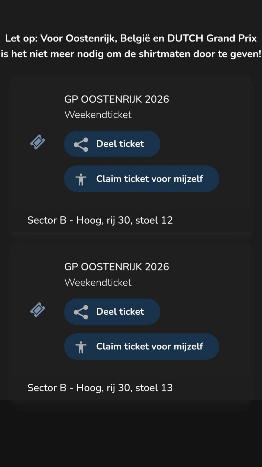 2 Weekendtickets GP F1 Oostenrijk., Twee personen, Overige soorten
