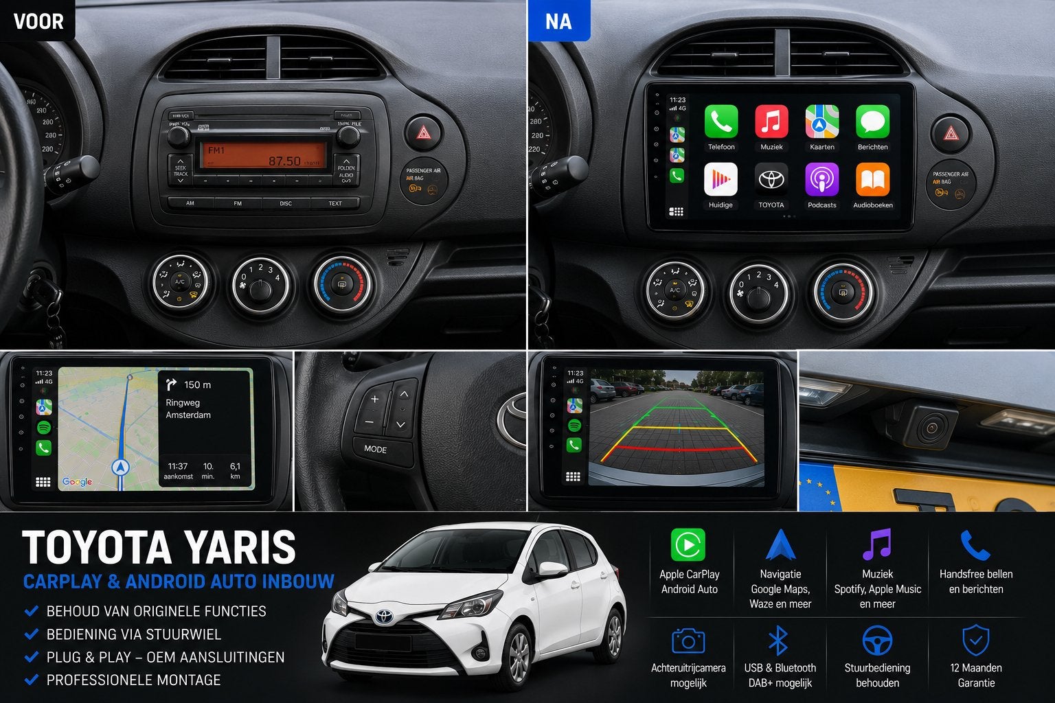 Toyota Yaris CarPlay & Android Auto Inbouw, Ophalen, Nieuw
