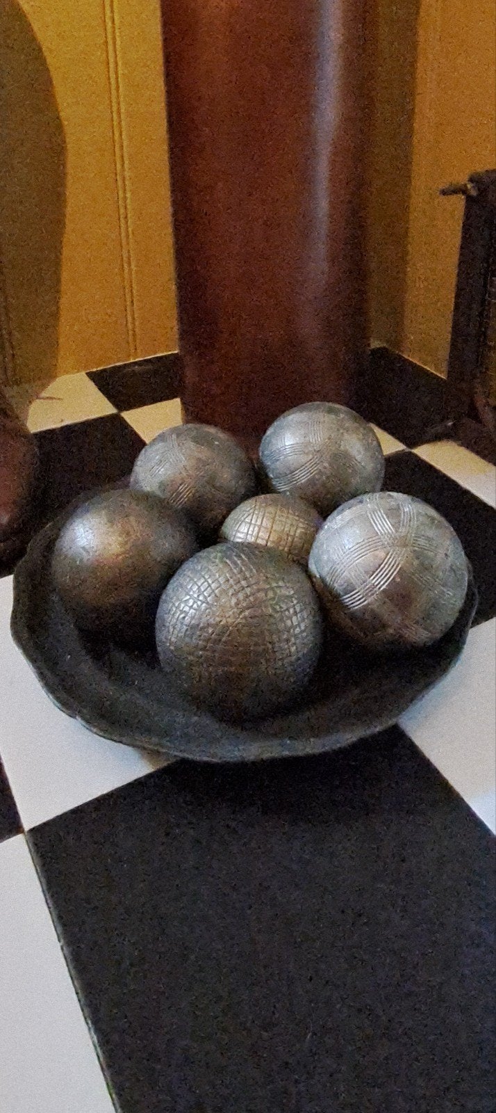 Schaal met Franse jeu de boules ballen, Ophalen of Verzenden