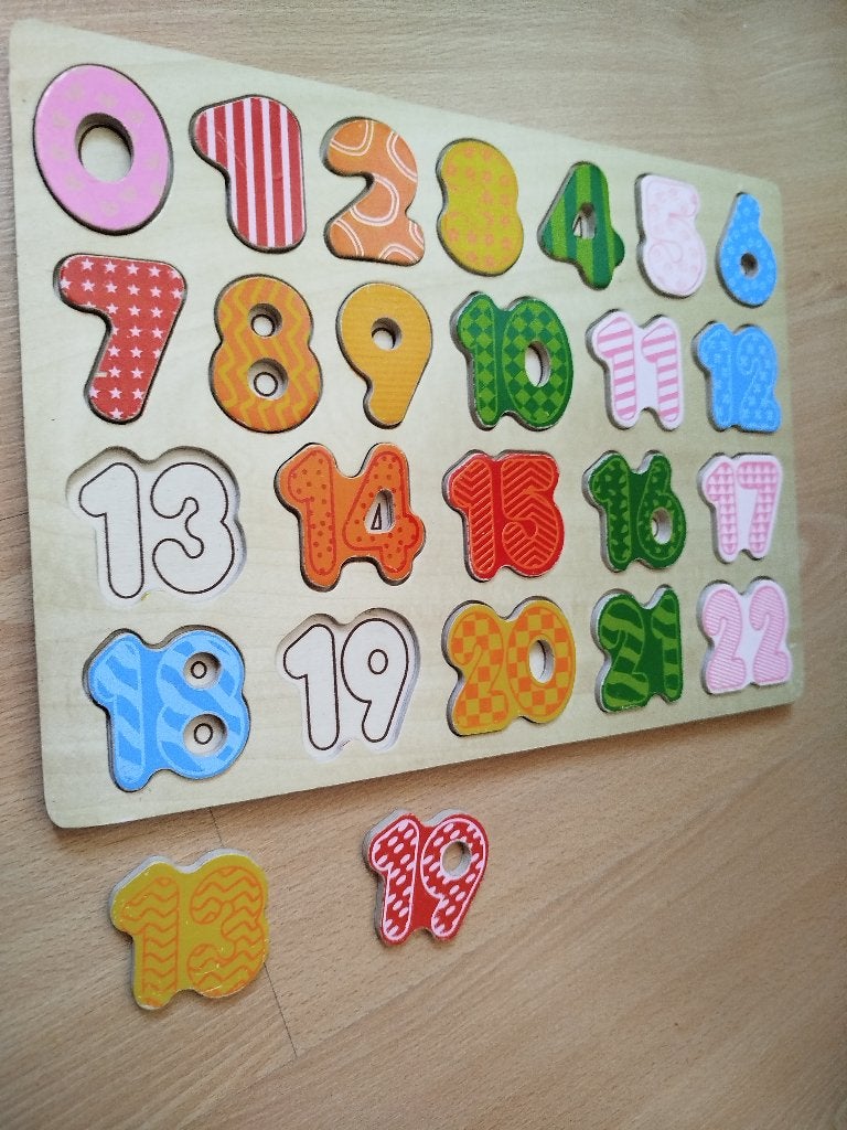 Cijferpuzzel hout, Ophalen of Verzenden, 10 tot 50 stukjes, Gebruikt