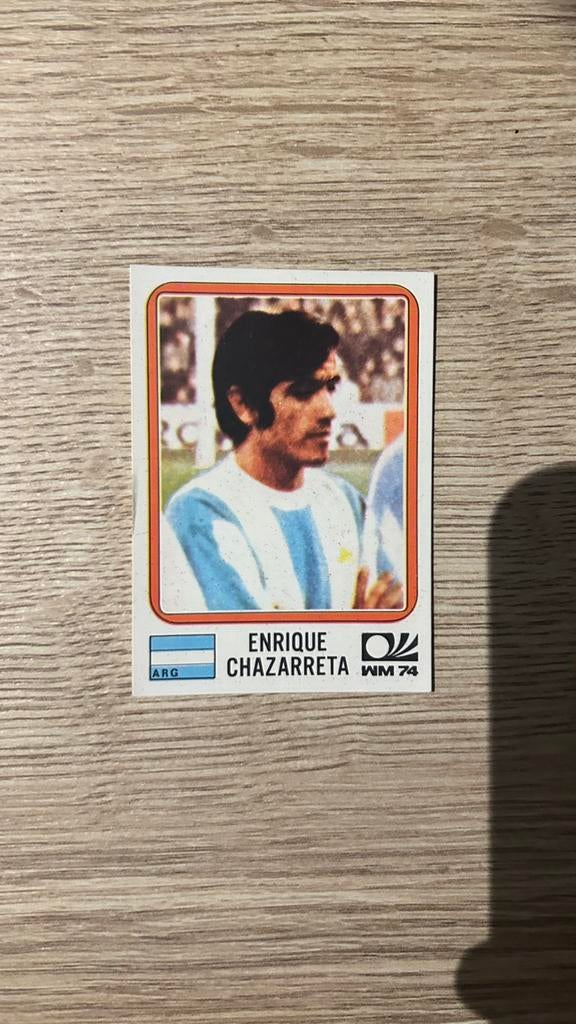 Panini München 64 plaatje Enrique Chazarreta WK 74, Ophalen of Verzenden, Zo goed als nieuw, Sticker