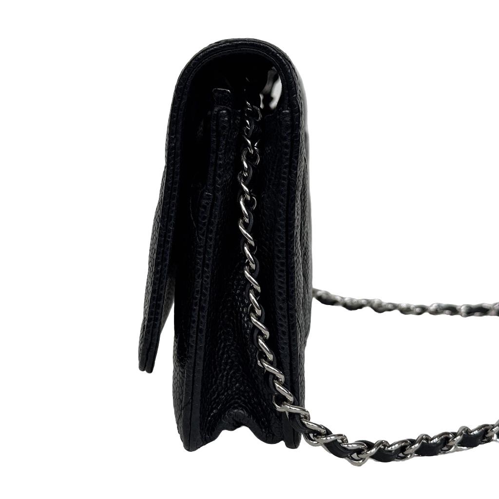 Chanel caviar WOC wallet on chain crossbody zilver silver image 4