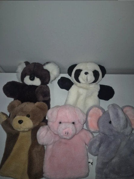 Leuke set dieren knuffels handpoppen, Ophalen of Verzenden, Gebruikt, Overige typen