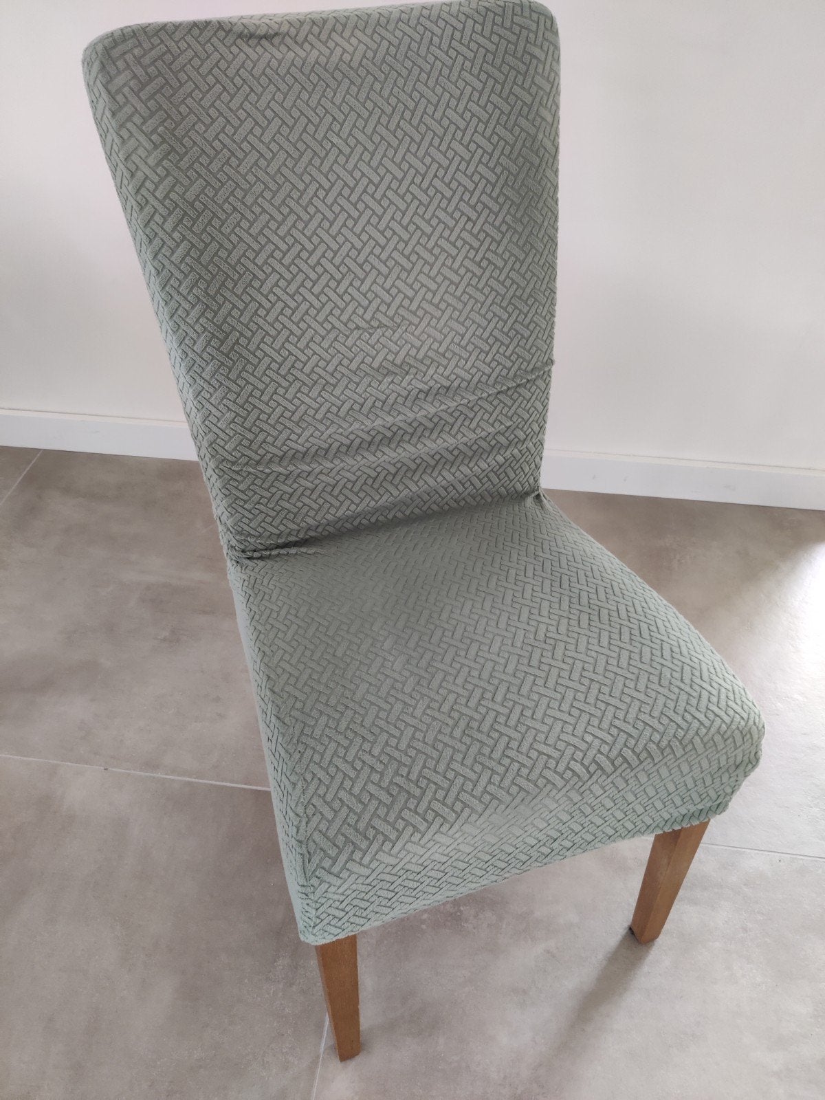 6 eetkamerstoelen met hoes, Ophalen, Hout, Gebruikt, Overige kleuren