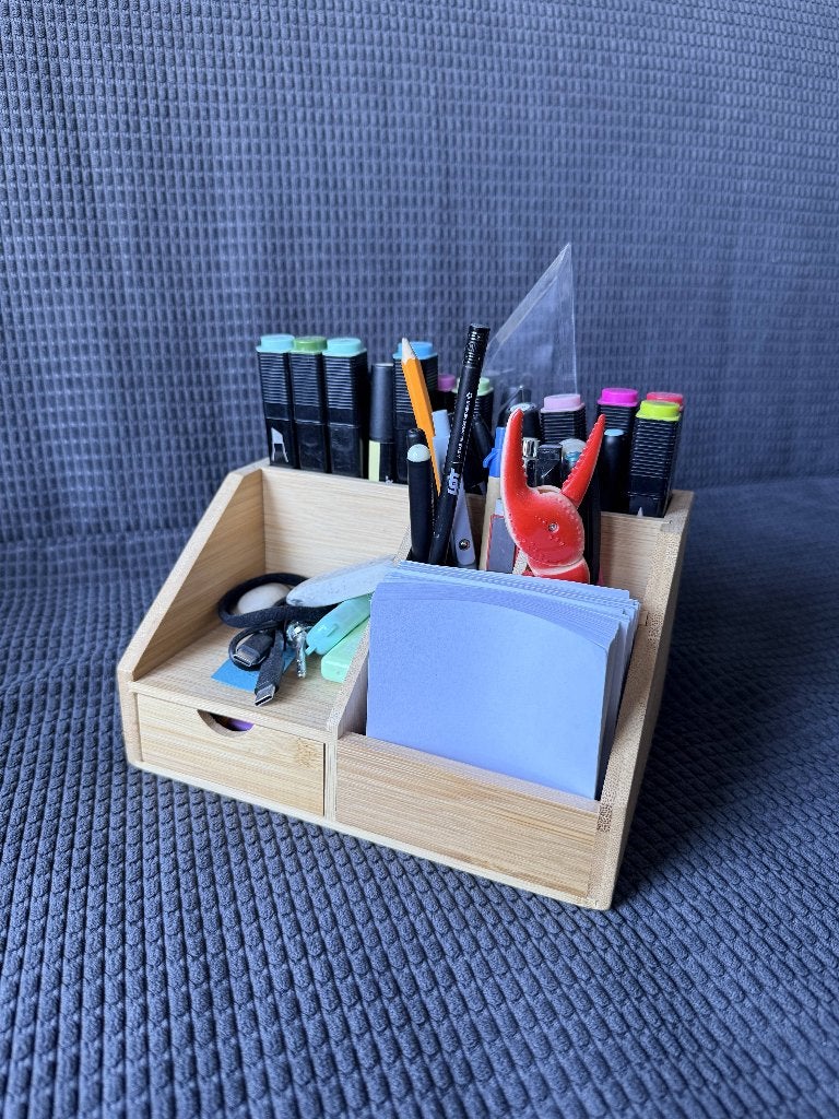 Bamboo desk organiser with drawer, Ophalen, Zo goed als nieuw