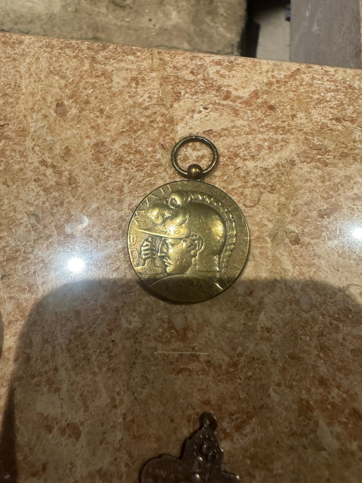 Vintage Medaillon met Profiel van Caesar, Ophalen of Verzenden, Brons, Buitenland