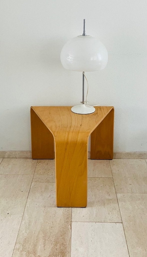 Ekornes Norway Stressless bijzettafel plywood driehoekig '70, Gebruikt, 55 tot 75 cm, Hout, Ophalen