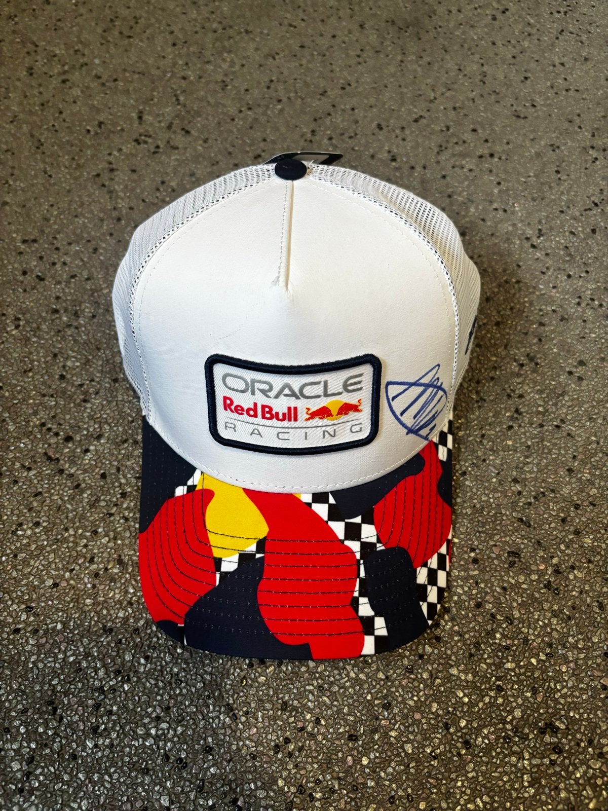Red Bull Racing pet met Handtekening van Max Verstappen, Ophalen of Verzenden, Nieuw, One size fits all, Pet