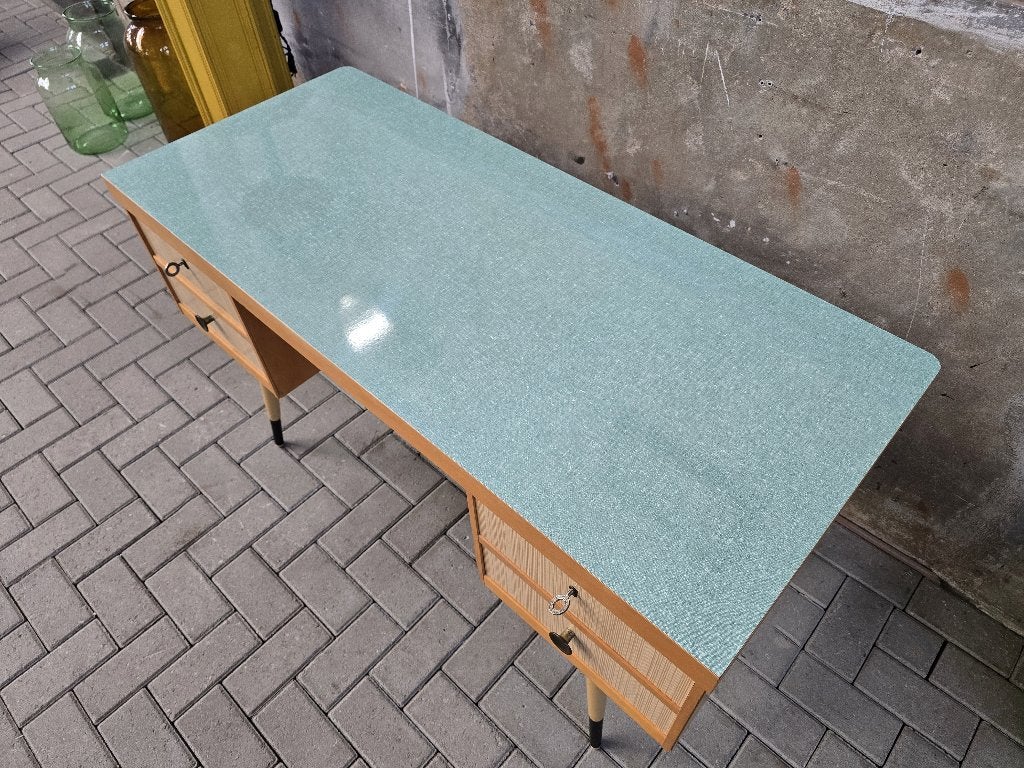 Jaren 60 Duits Buro met Laden | Vintage Bureau Mid Century, Gebruikt, Hout, Vintage, 57 cm