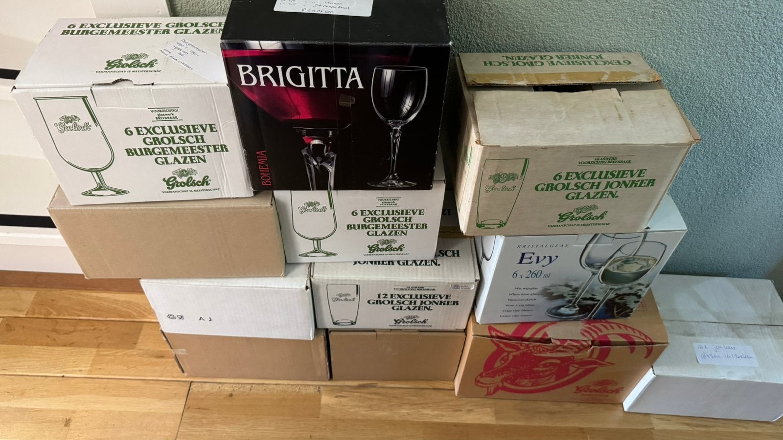 Grolsch verzameling, bijzondere glazen, viltjes., Ophalen, Zo goed als nieuw, Bierglas