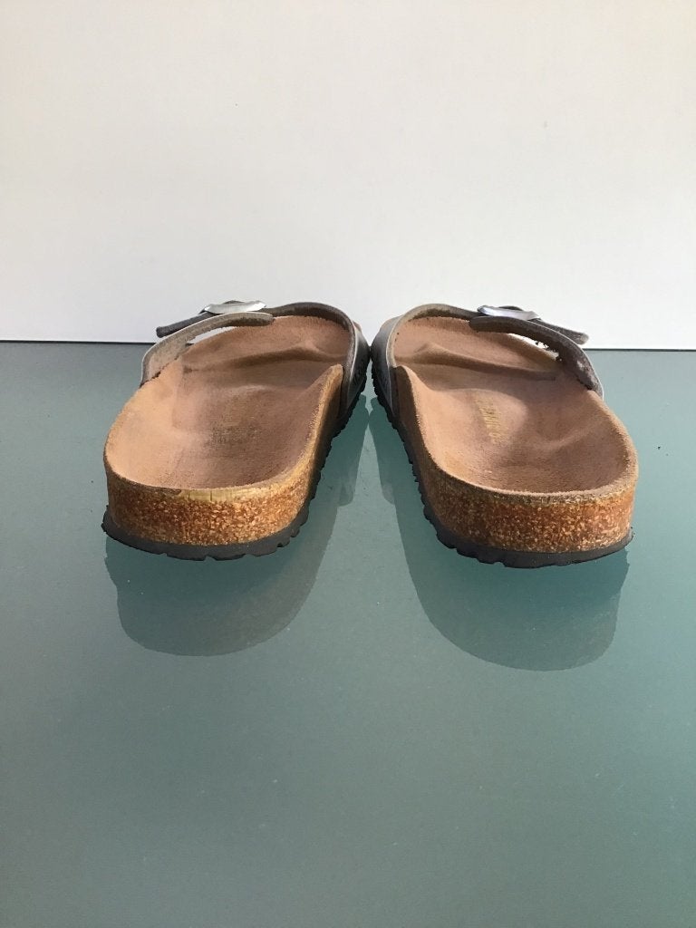 Birkenstock 38 Madrid | zilver | slippers | Gratis verzenden, Slippers, Overige kleuren, Verzenden, Zo goed als nieuw