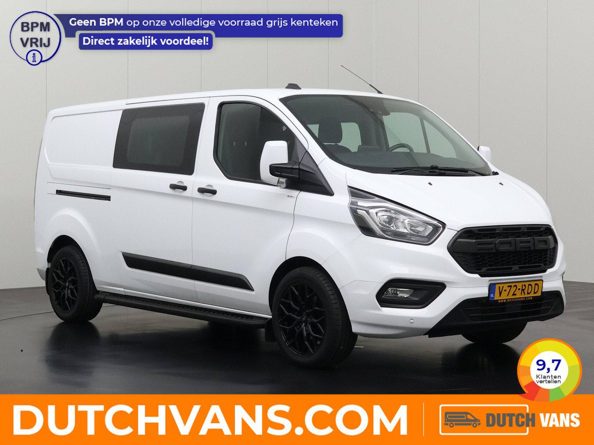 Ford Transit Custom 2.0TDCi 130PK Lang Dubbele Cabine | 6-Pe, Auto's, Voorwielaandrijving, Dealer onderhouden, Stof, Gebruikt