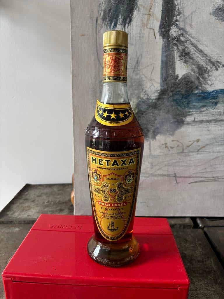 Vintage Metaxa 7 Star Gold Label Brandy Jaren '70, Antiek en Kunst, Antiek | Overige Antiek, Ophalen of Verzenden