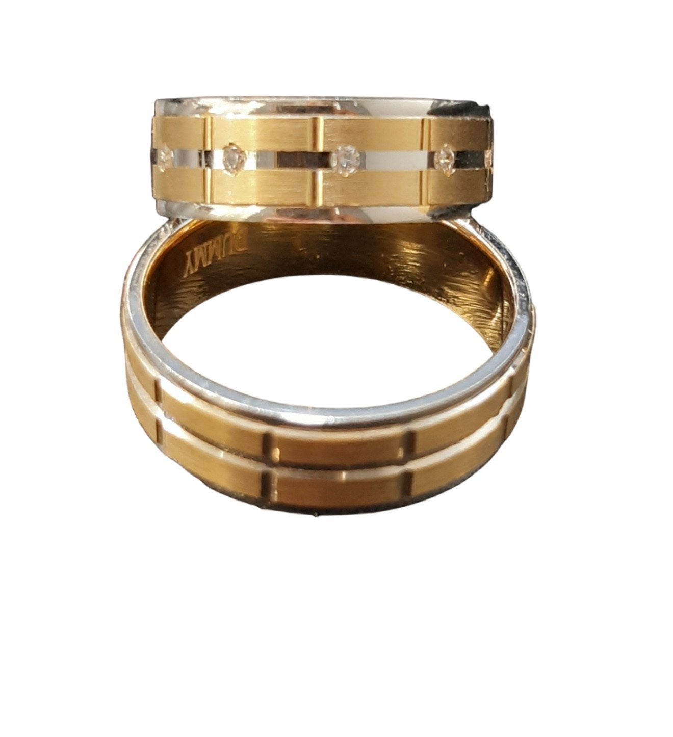Gouden en zilveren ring met diamanten, 18 tot 19, W, Nieuw, Ophalen of Verzenden