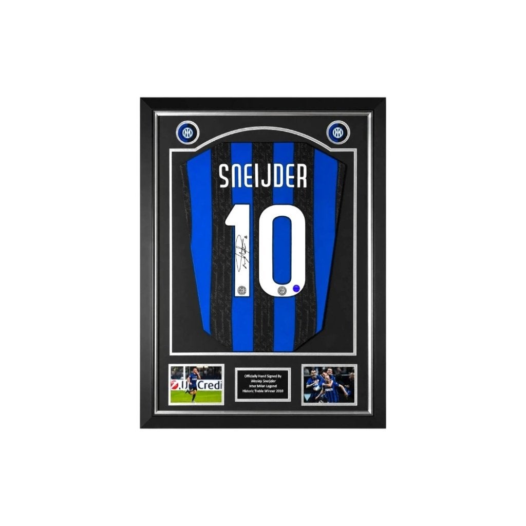 Wesley Sneijder gesigneerd Inter 1998 shirt Deluxe Frame, Buitenlandse clubs, Shirt, Info@sportmemorabilianetherlands.com, Ophalen of Verzenden