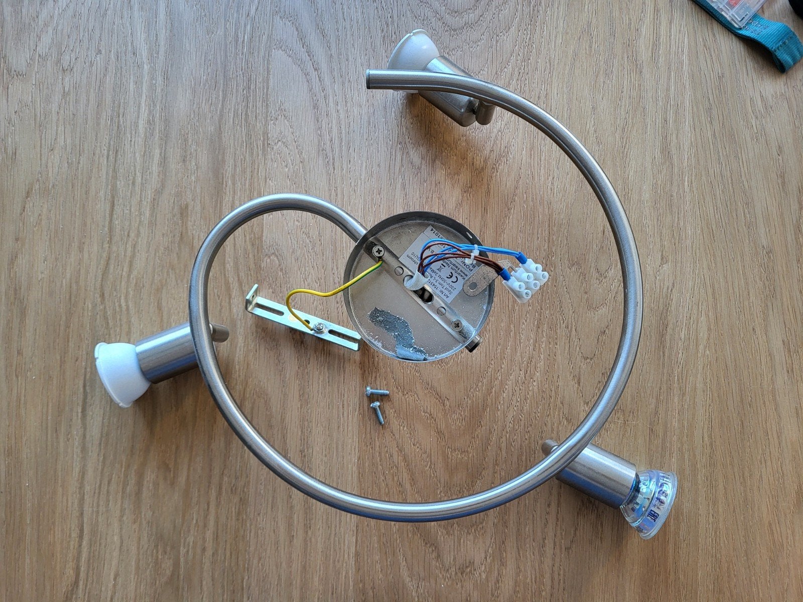 Badkamerplafondlamp met 3 spots - RVS look, Huis en Inrichting, Lampen | Spots, GU10, Overige merken, Ophalen of Verzenden, Zo goed als nieuw