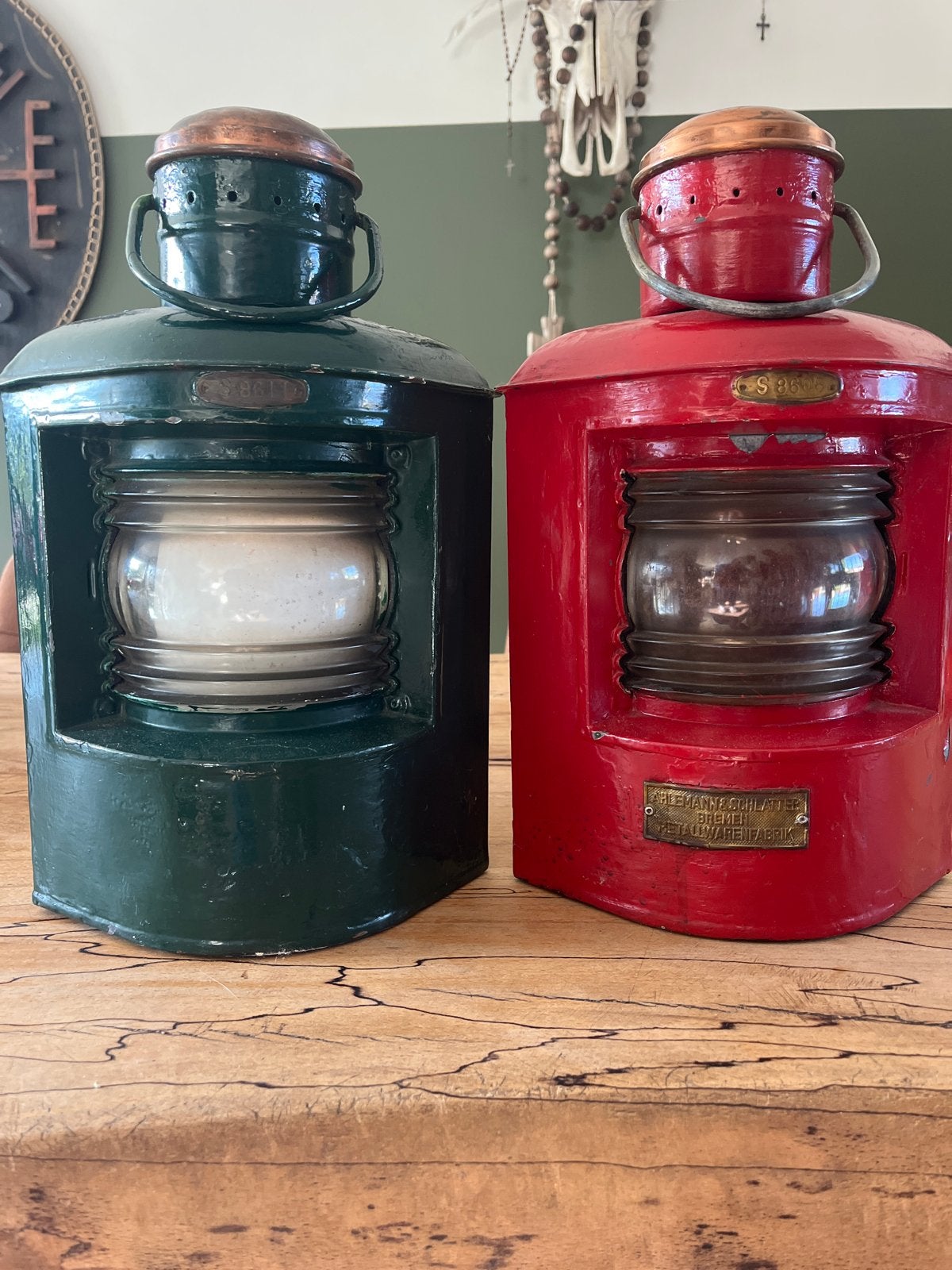 Set van 2 Antieke Scheepslantaarns met LED Verlichting, Ophalen of Verzenden
