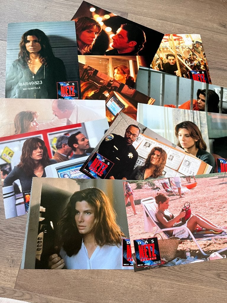 Volledige set 12 lobby cards "The Net" Sandra Bullock, Verzamelen, Ophalen of Verzenden, Zo goed als nieuw, Film, Foto of Kaart