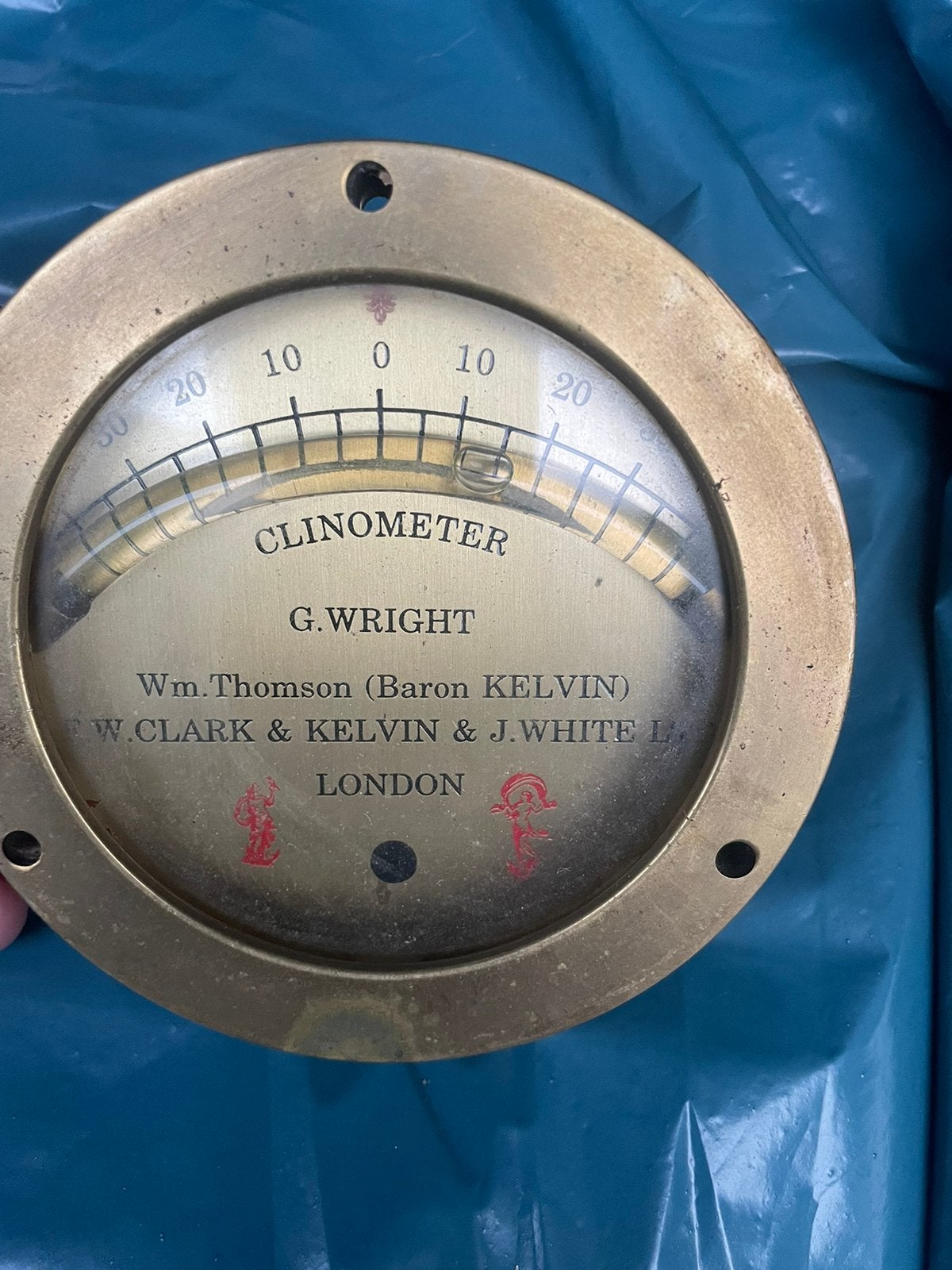 Antieke messing maritieme clinometer –G.Wright Kelvin London, Ophalen of Verzenden
