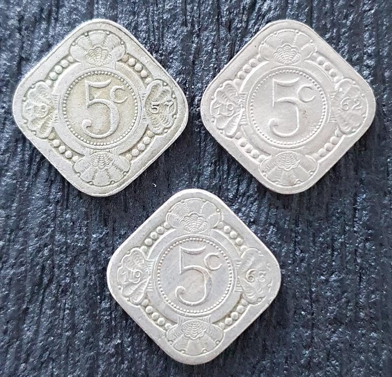 5 cent 1957-62-63 nederlandse antillen, Verzenden, Koningin Juliana, Setje