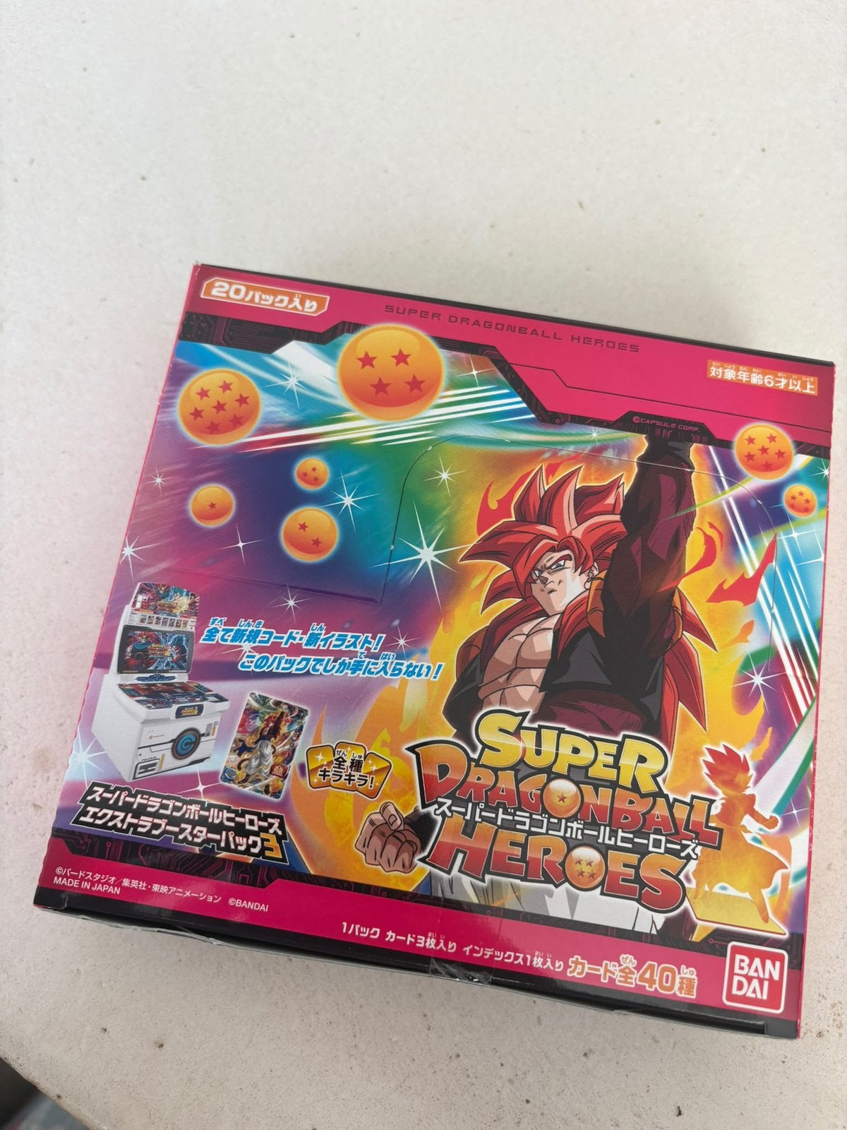 Dragon ball super heroes Pack 3 & 4, Ophalen of Verzenden, Zo goed als nieuw, Booster