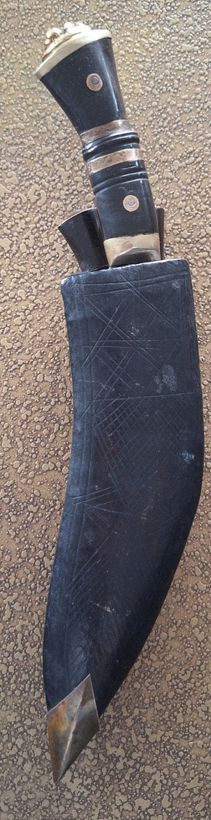 Vintage Kukri Mes met schede en kleine messen, Ophalen of Verzenden