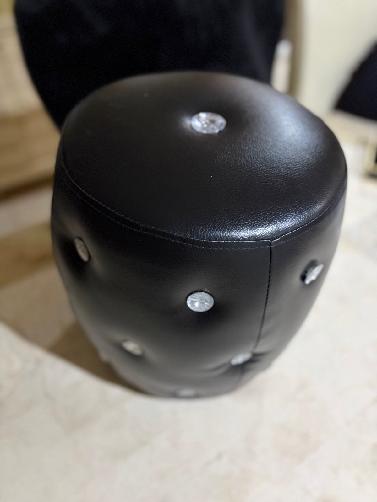 Zwarte Drum Stool met Kristallen - Zo goed als nieuw, Ophalen of Verzenden, Zo goed als nieuw, Kunststof