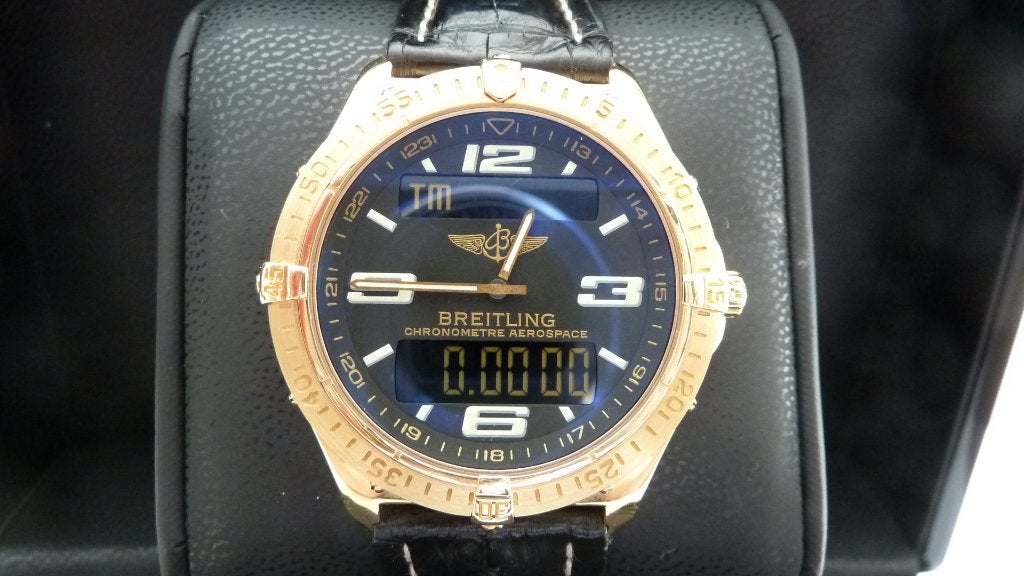Breitling Aerospace 18k Limited Edition 008/100 Rare, Ophalen, Leer, Breitling, Polshorloge