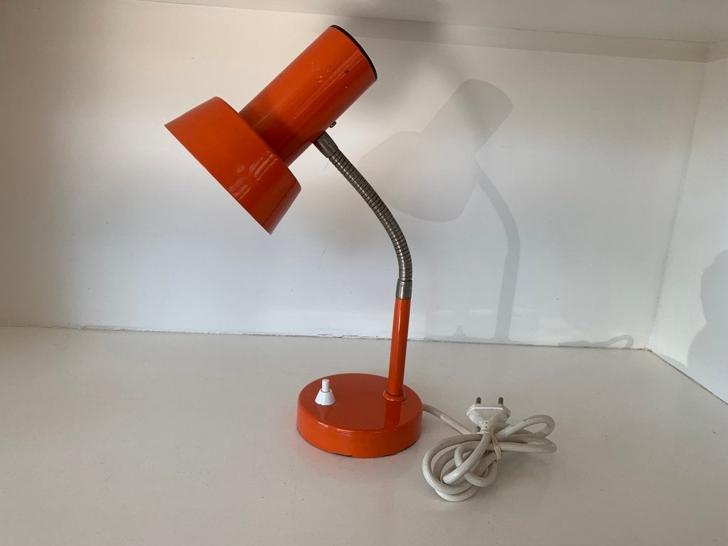 Vintage Oranje Bureaulamp - Jaren '70 Design, Huis en Inrichting, Lampen | Tafellampen, Bureaulamp, Gebruikt, Overige merken, Vintage
