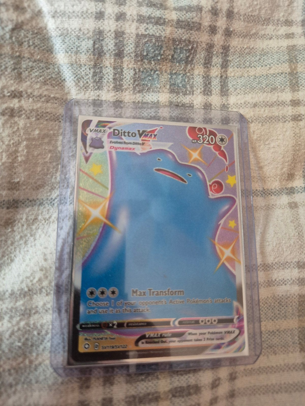 Pokémon Kaart: Ditto VMAX SV119/SV122 (Glanzend), Ophalen of Verzenden, Zo goed als nieuw, Losse kaart, Foil