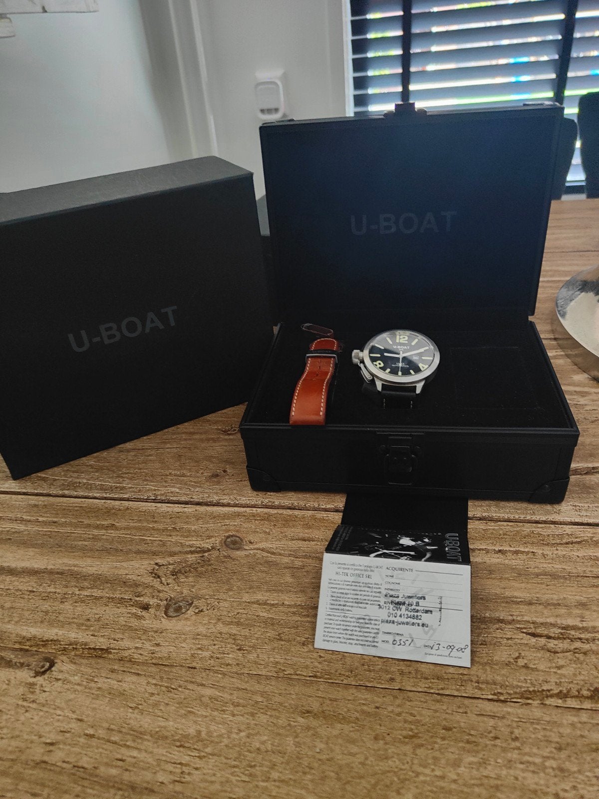 U-Boat Horloge - Zo goed als nieuw met extra bandje, Leer, Staal, Polshorloge, Zo goed als nieuw