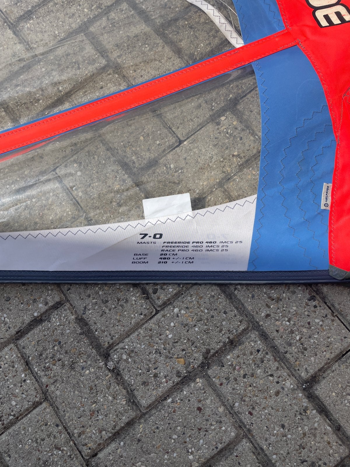 Neilpryde Zeil 7.0 m² met mast en giek, Ophalen, Gebruikt, Met giek, 6.5 m² tot 8 m²