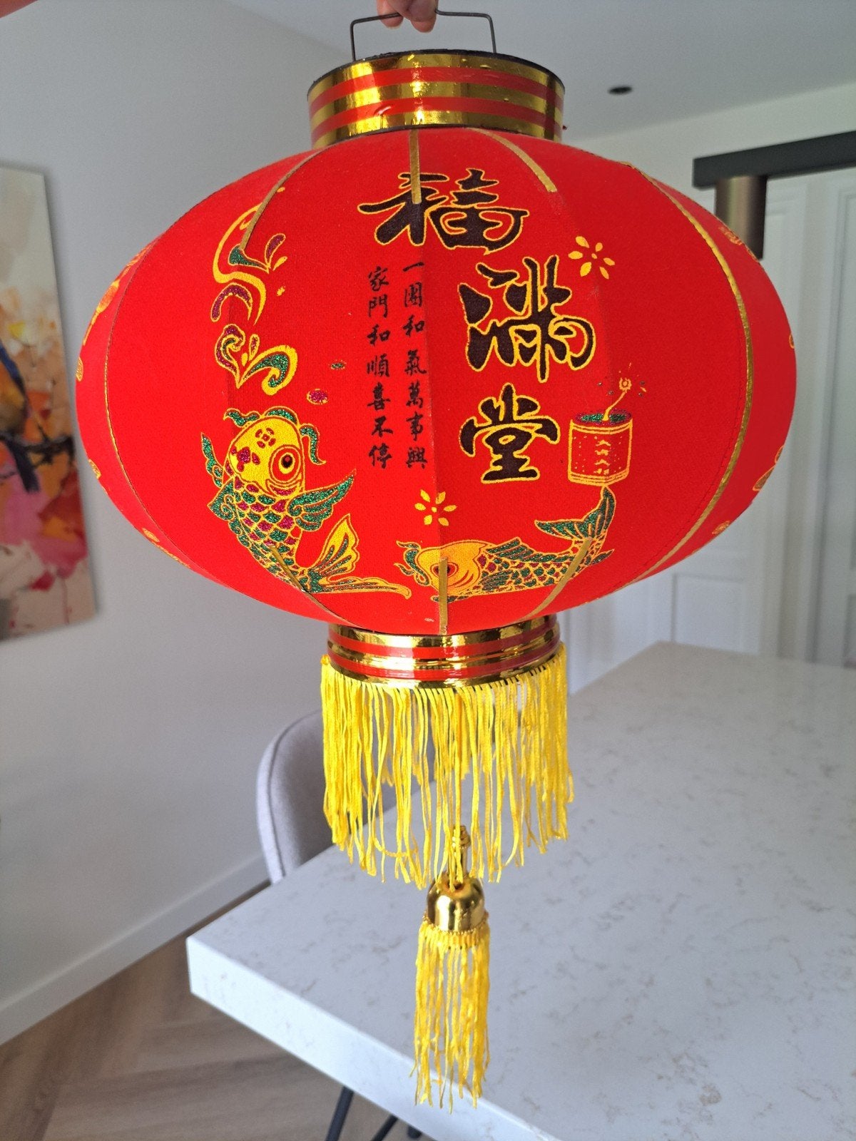 Chinese Lantaarn - Rood met Gouden Details, Huis en Inrichting, Lampen | Overige, Zo goed als nieuw, Ophalen of Verzenden