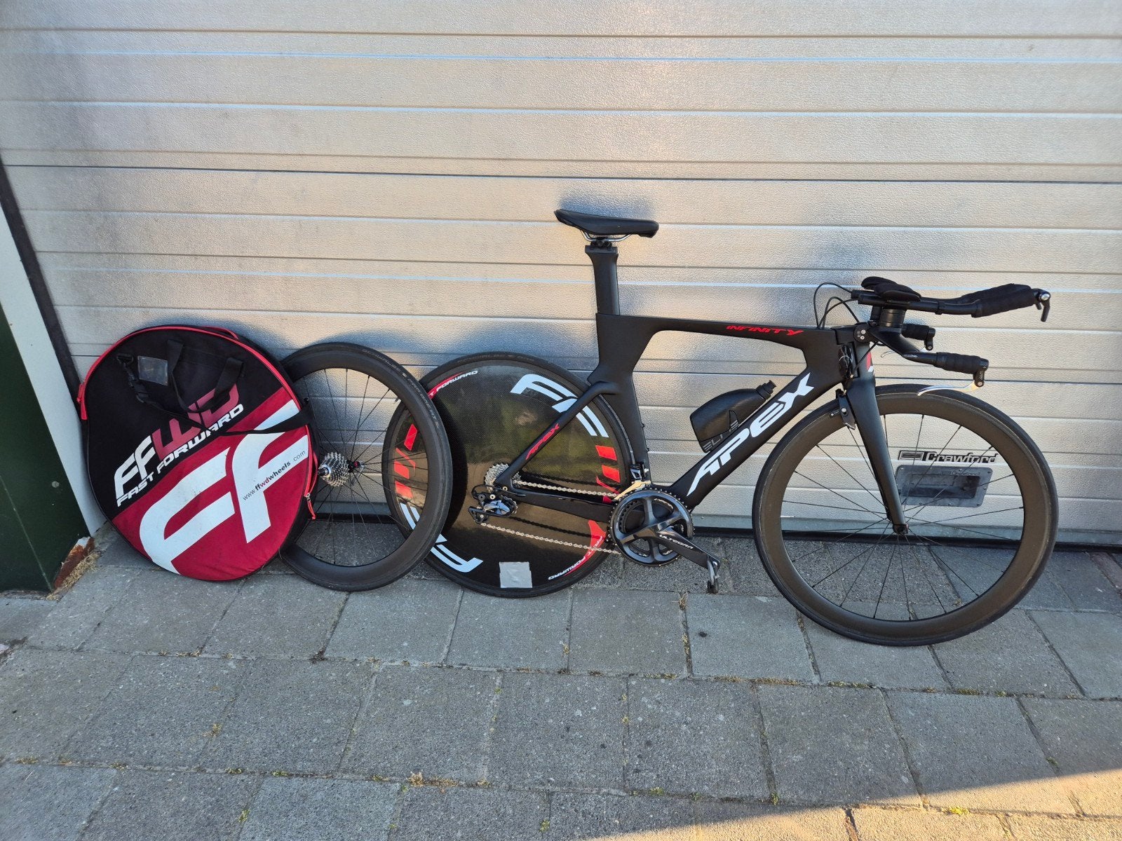 Apex Infinity Tijdrit-/Thriathlon fiets (maat 54), Gebruikt, Carbon, Velgrem, Meer dan 20 versnellingen