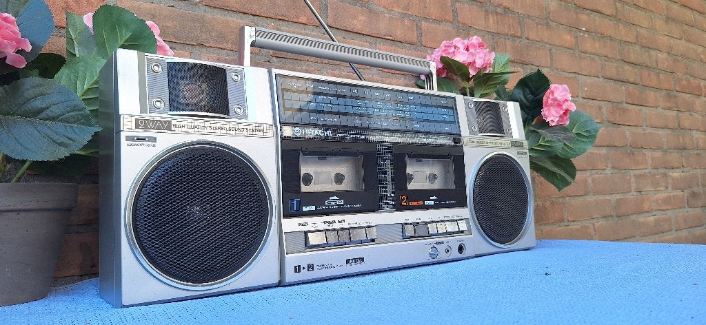 Hitachi BOOMBOX TRK-W55W uit 1986, Ophalen of Verzenden, Gebruikt, Radio