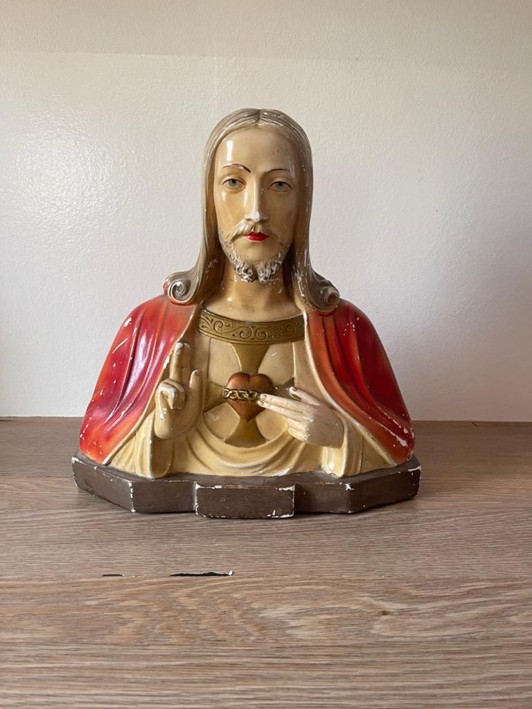 Antiek Heilig Hart Christus beeld uit ca 1900 Jean Carli, Ophalen of Verzenden