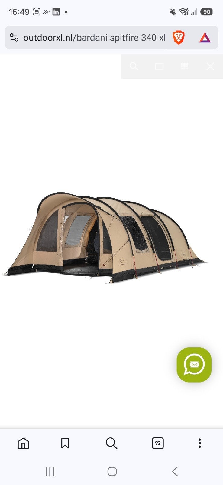 Bardani Spitfire 340 XL RSTC + Spitfire Wing
Bardani Spitfir, Ophalen, Gebruikt, Tot en met 5