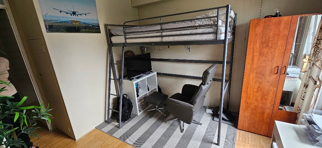 1 persoons hoogslaper incl matras + topper, Ophalen, Gebruikt, Hoogslaper