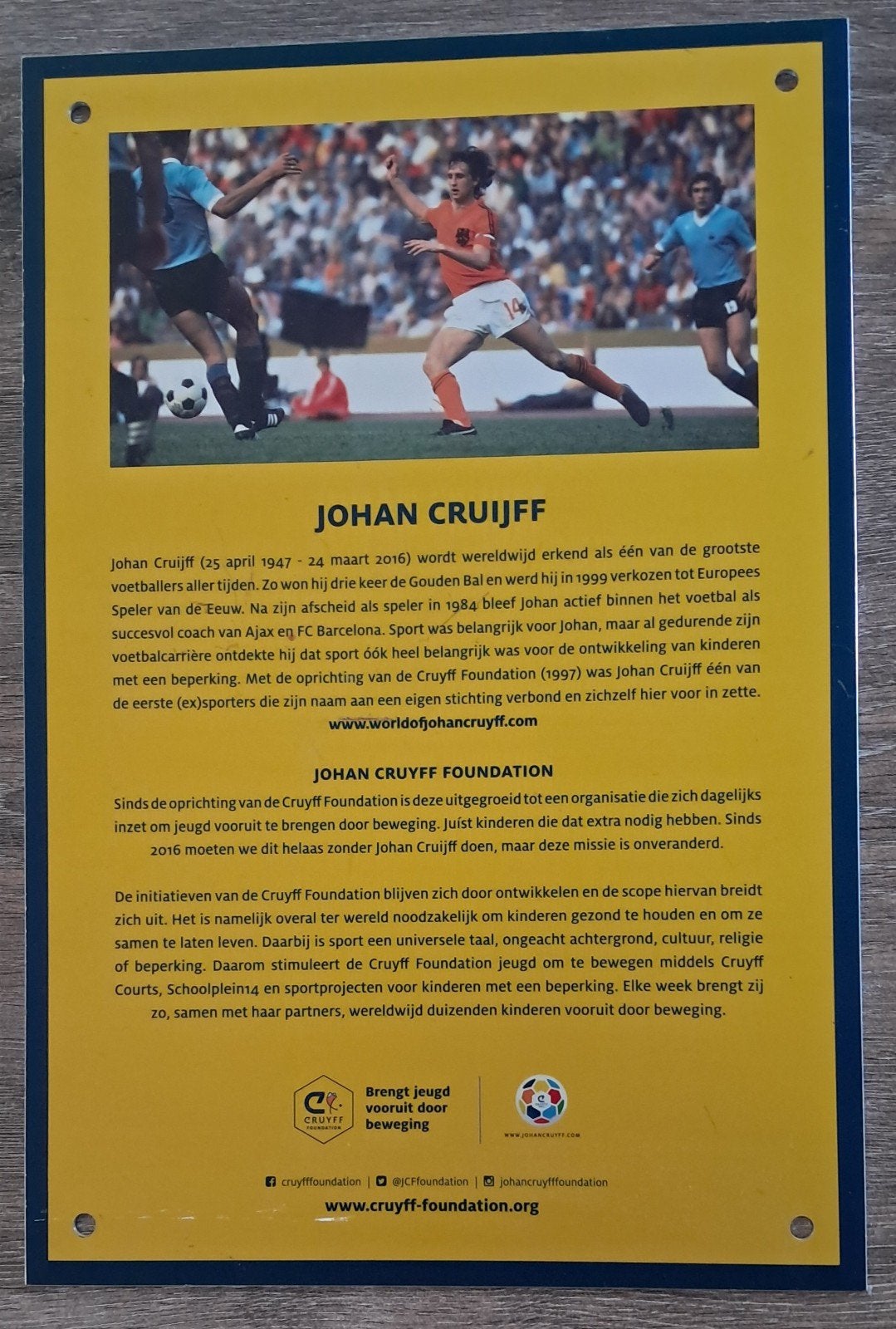 Johan Cruijff   metalen bord, Ophalen of Verzenden, Nieuw, Overige sporten, Poster, Plaatje of Sticker