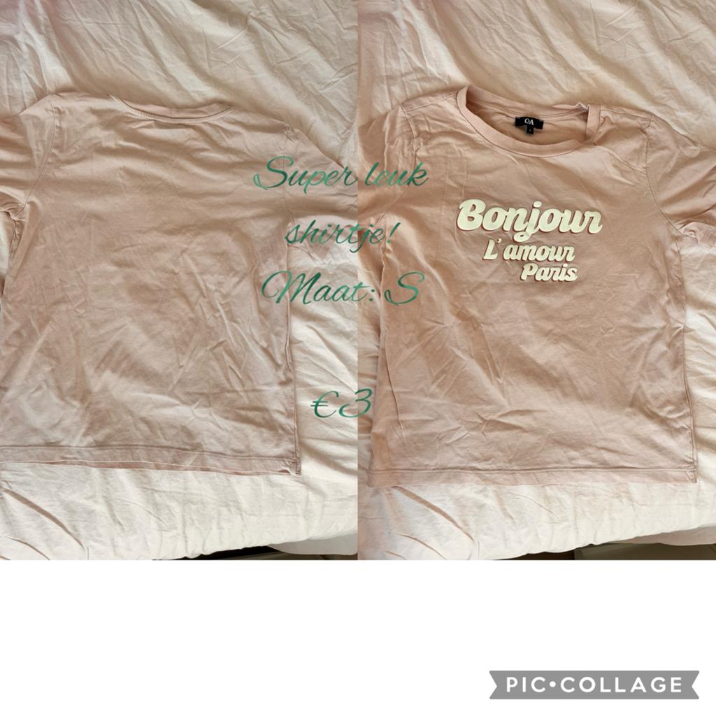 Super leuk roze shirtje met franse tekst, Ophalen of Verzenden, Zo goed als nieuw, Roze, Korte mouw