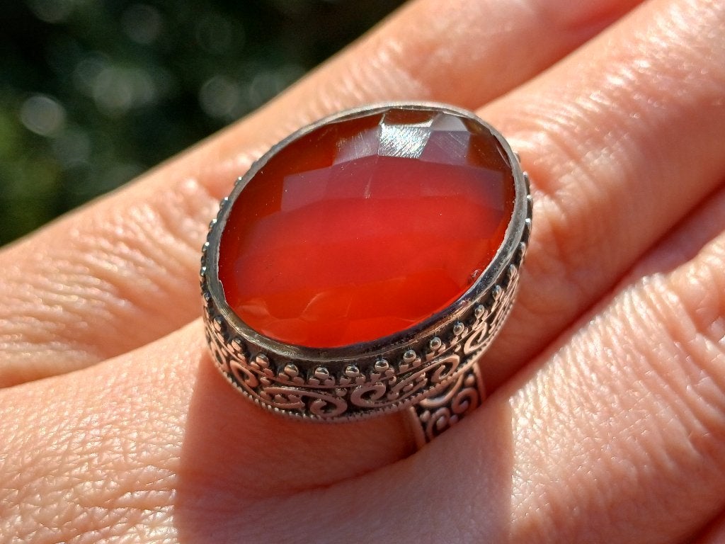 Vanoli 925 zilveren ring met carneool agaat maat 16,5, Sieraden, Tassen en Uiterlijk, Ringen, Nieuw, Dame, Kleiner dan 17, Oranje