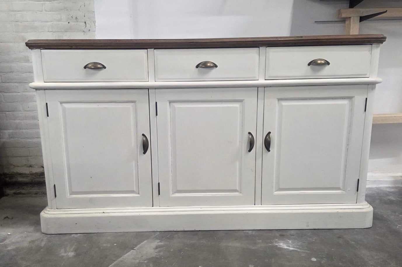 Buffetkast / Dressoir met lades en deuren - Wit/Hout, Ophalen, 150 tot 200 cm, Met lade(s), 50 tot 75 cm
