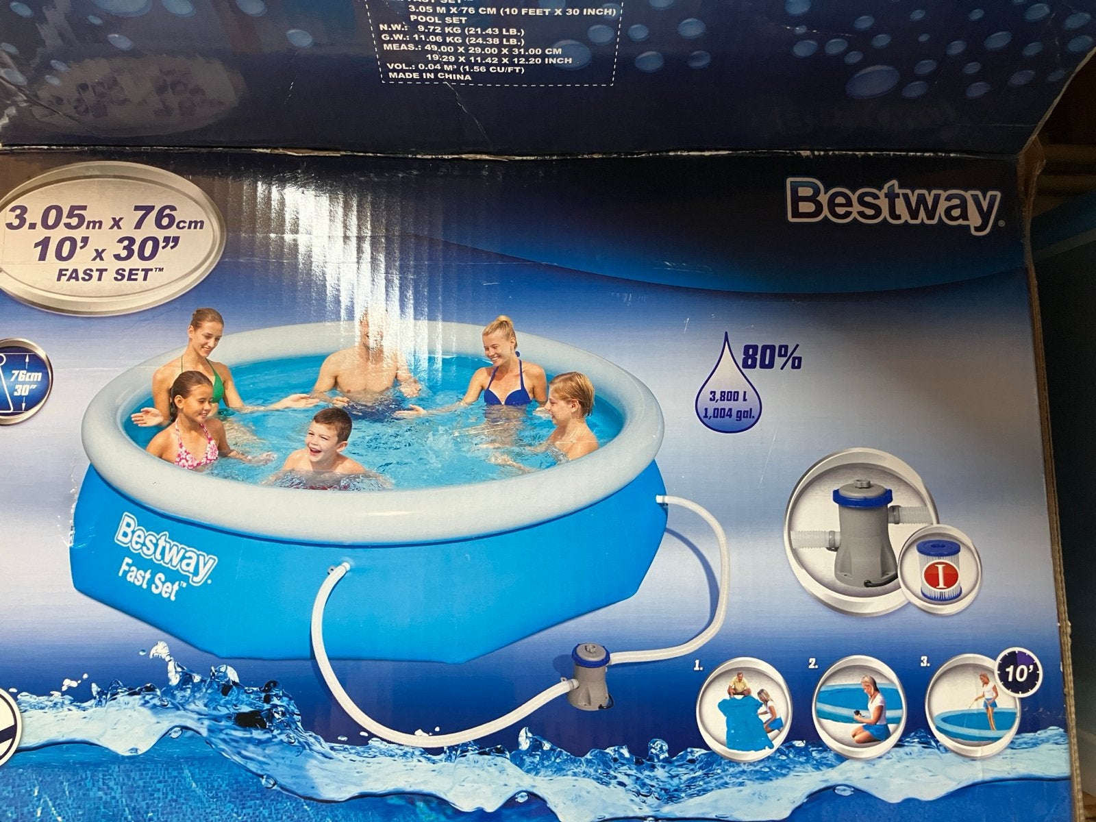 Bestway Fast Set Zwembad met Zandfilterpomp en Accessoires, Tuin en Terras, Ophalen, Gebruikt, Rond, Opzetzwembad