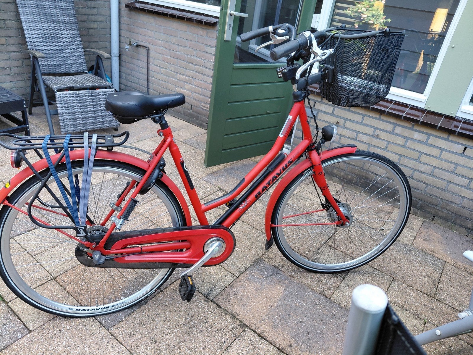 Batavus damesfiets met mand - Rood, Fietsen en Brommers, Fietsen | Dames | Damesfietsen, Gebruikt, Velgrem, Versnellingen, Batavus