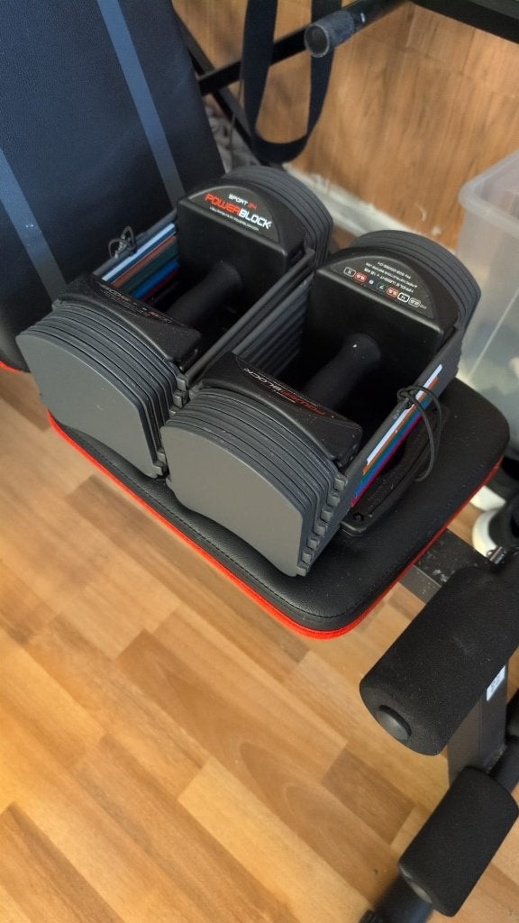 Powerblock Dumbells gewichten verstelbaar 2x12kg, Ophalen, Zo goed als nieuw