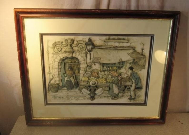 Mooi Grote 3dimensionale Artprint - Groeten en Fruit - Pieck, Minder dan 50 cm, Oorspronkelijke maker, Ophalen of Verzenden, Print