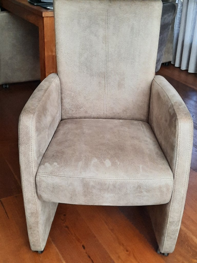 4 eetkamerstoelen, kleur Taupe, Ophalen, Gebruikt, Overige kleuren, Vier