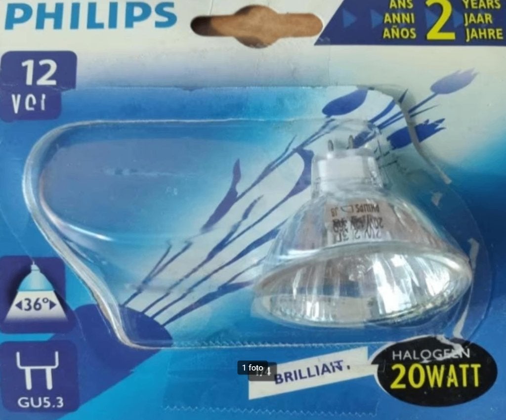 Philips Brilliant Halogeen 12 Volt 20 Watt GU5.3, Ophalen of Verzenden, Nieuw, Halogeen (gloei)lamp