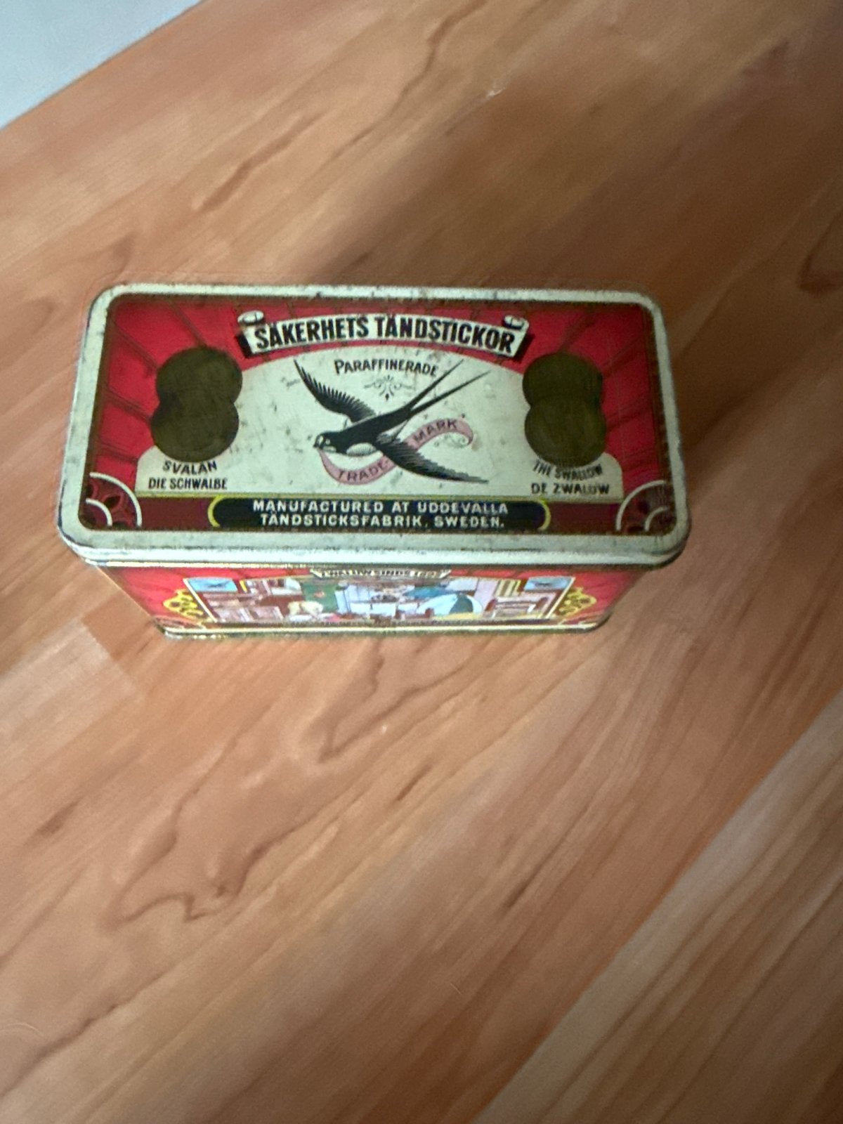 Vintage Zwaluw Lucifers Blik met Molen Lucifers, Verzamelen, Verzenden, Gebruikt, Overige, Overige merken