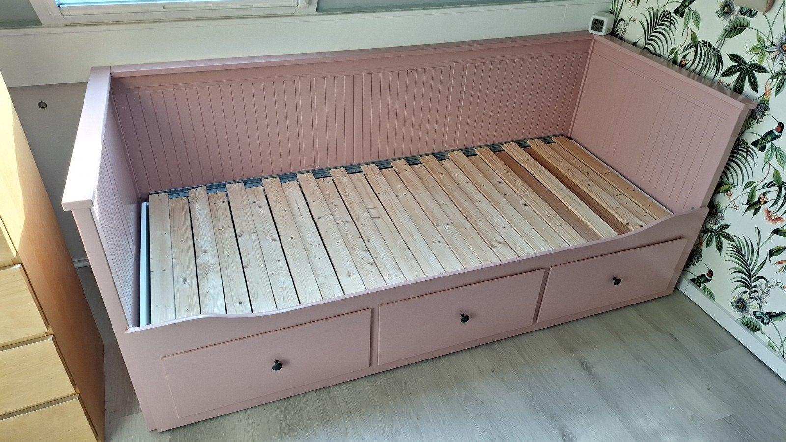 IKEA Hemnes bedbank met 3 lades - roze, Ophalen, 80 cm, 200 cm, Hout